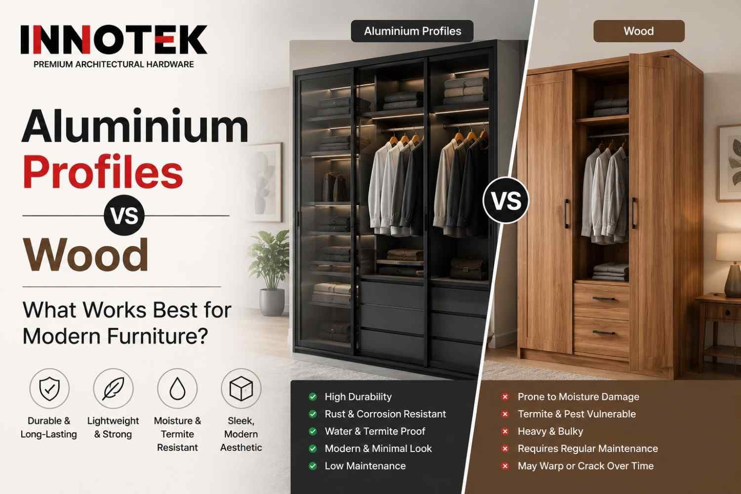Aluminium Profiles vs Wood — What Works Best for Modern Furniture?